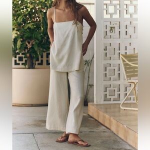 Brand new Free People Sightseer Linen Set color Tea Cookie Size Large